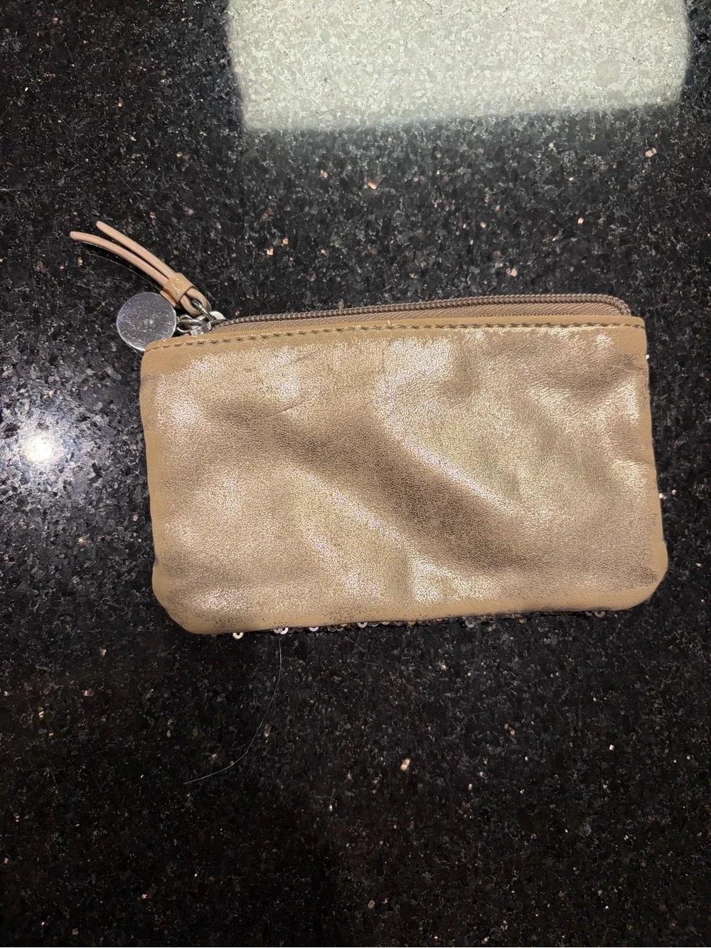 Sequin Zip Pouch Wristlet - Gold & Silver